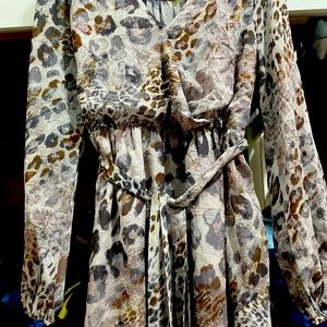 Large cheetah leopard print midaxi dress with ruffles